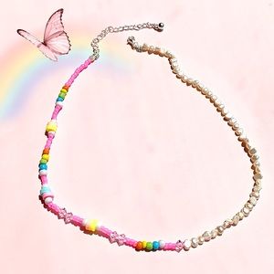 Half beaded half pearl choker necklace 🌸